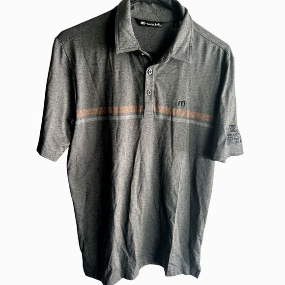Travis Mathew Beach Buzz Golf Polo shirt size S Gray with patch of Ocean Courses - Picture 1 of 7